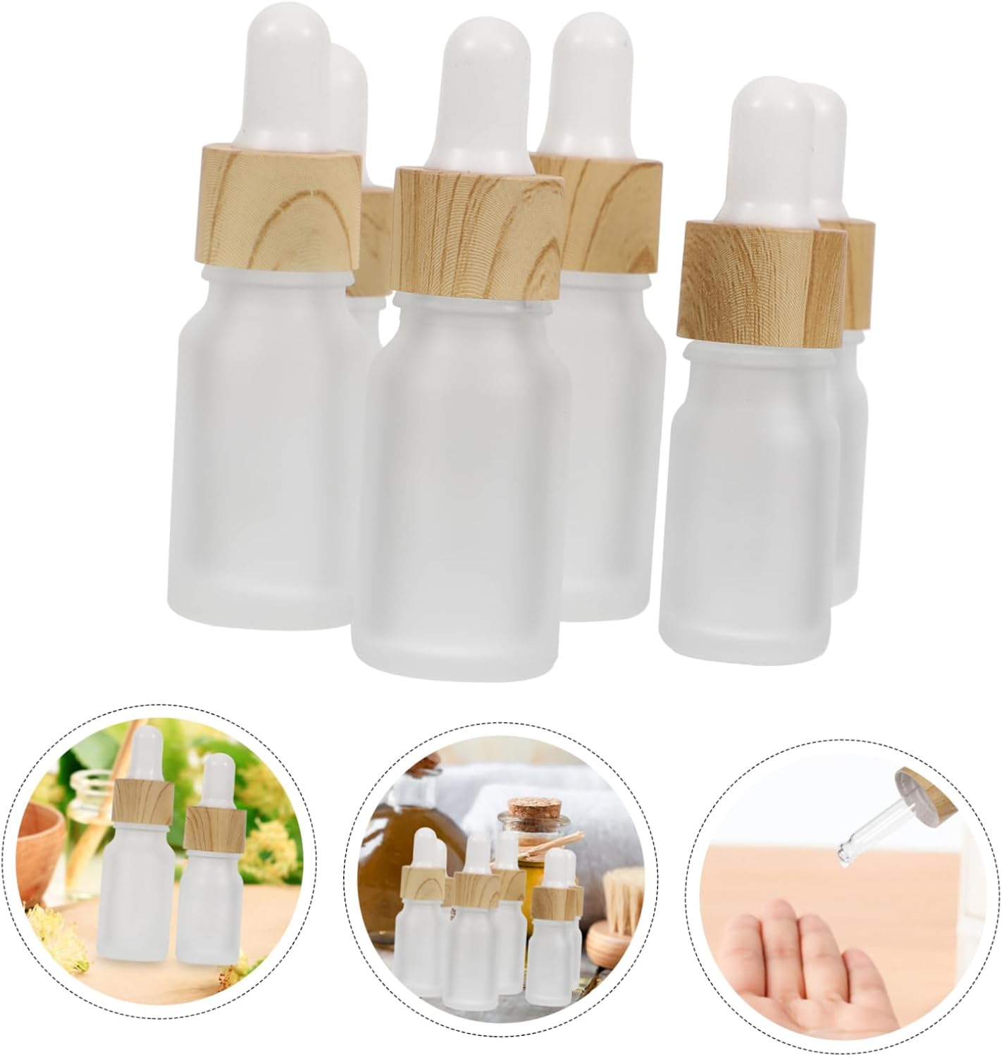 10pcs Eco-friendly Essential Oil Bottle Frosted Glass Dropper Bottles for Travel Subpackaging Business Sports Outdoor