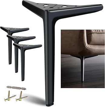Matte Black Furniture Legs 25cm, Replacement Cabinet Legs Set of 4