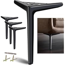 Metal Legs for Furniture Set of 4, Matte Black Furniture Legs 25cm, Short Cabinet Legs Heavy Duty, Modern Couch Feet Replacement for Sofa Cube Storage Futon Nightstand
