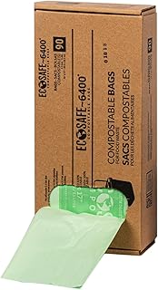 EcoSafe-6400 CP1617-6 Certified Compostable Bag - 16x17â€ Green Bags for 2.5 Gallon Bin - Extra Strong Leak, Puncture and Tear Resistant Food Scraps Bin Liners, Pack of 90