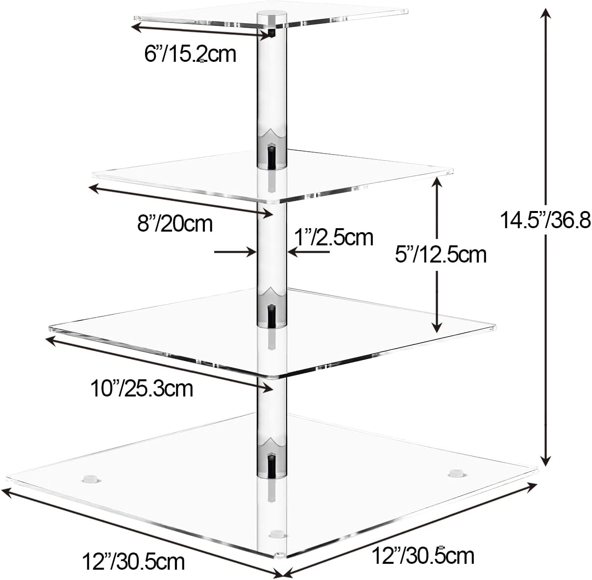 Cupcake Stand for 50 Cupcakes,4-Tier Acrylic Cupcake Tower Holder,Cupcake Holder,Dessert Stands with LED Light String for Cupcake Display,Wedding,Birthday,Baby Shower