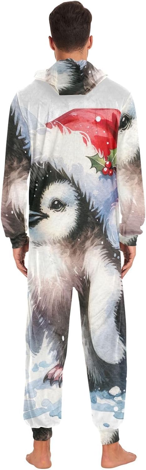 GAIREG Cute Penguin Animal One-Piece Christmas Pajamas, Funny One Piece Costume for Men's Women's