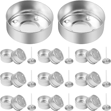 66 Pcs Tealight Wick Holders - Candle Wick Sustainers, Aluminium Candle Bases, Tea Light Making Supplies, Round Aluminium Wax Melt Tins Jars, Reusable Round Empty Container for Candle DIY Accessories