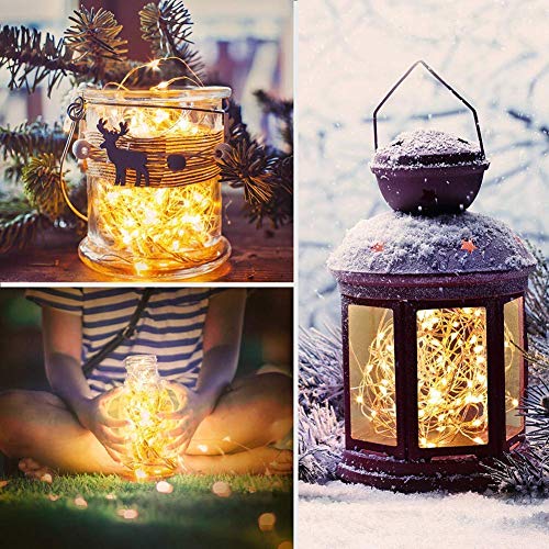 Yoeen 16 Pack Led Fairy Lights Battery Operated 5Ft 20 Led Mini String Lights Flexible Copper Wire Waterproof Bulk Firefly Starry Lights For Mason Jars Wedding Party Christmas Decorations, Warm White #TOP4