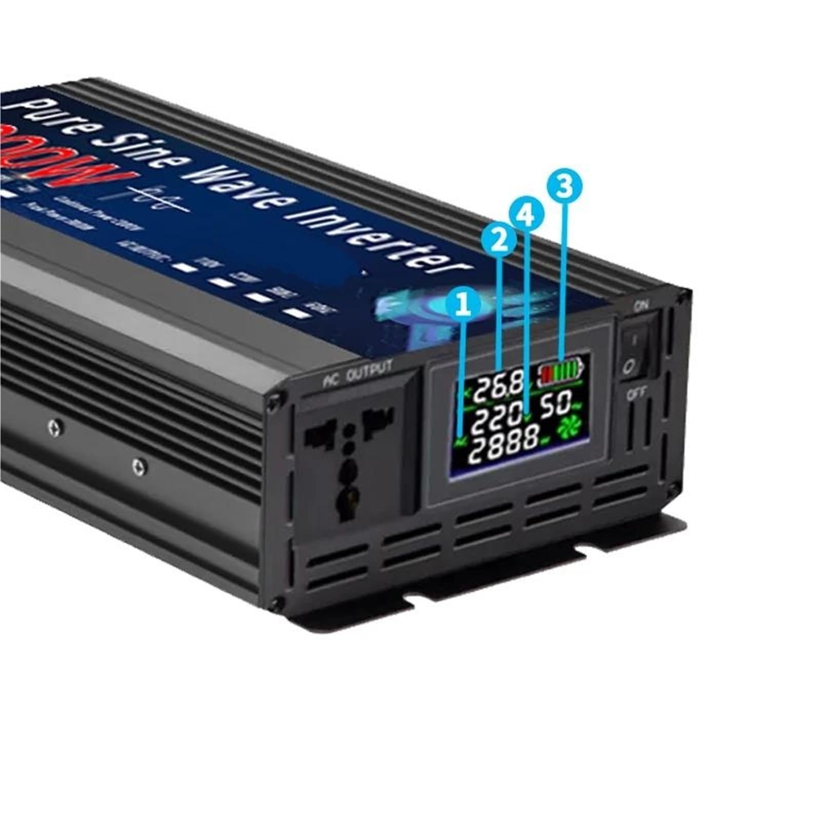 Falownik sinusoidalny 12 V, 220 V, 110 V, 2000 W, 3000 W, 4000 W, 5000 W, przenośny konwerter napięcia prądu stałego na prąd przemienny, samochodowy falownik solarny, ładowarka sam