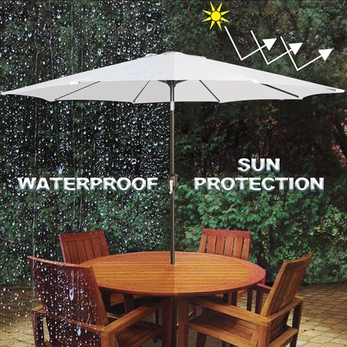 Image of Blissun 9' Outdoor Patio Umbrella, Outdoor Table Umbrella, Yard Umbrella, Market Umbrella with 8 Sturdy Ribs, Push Button Tilt and Crank