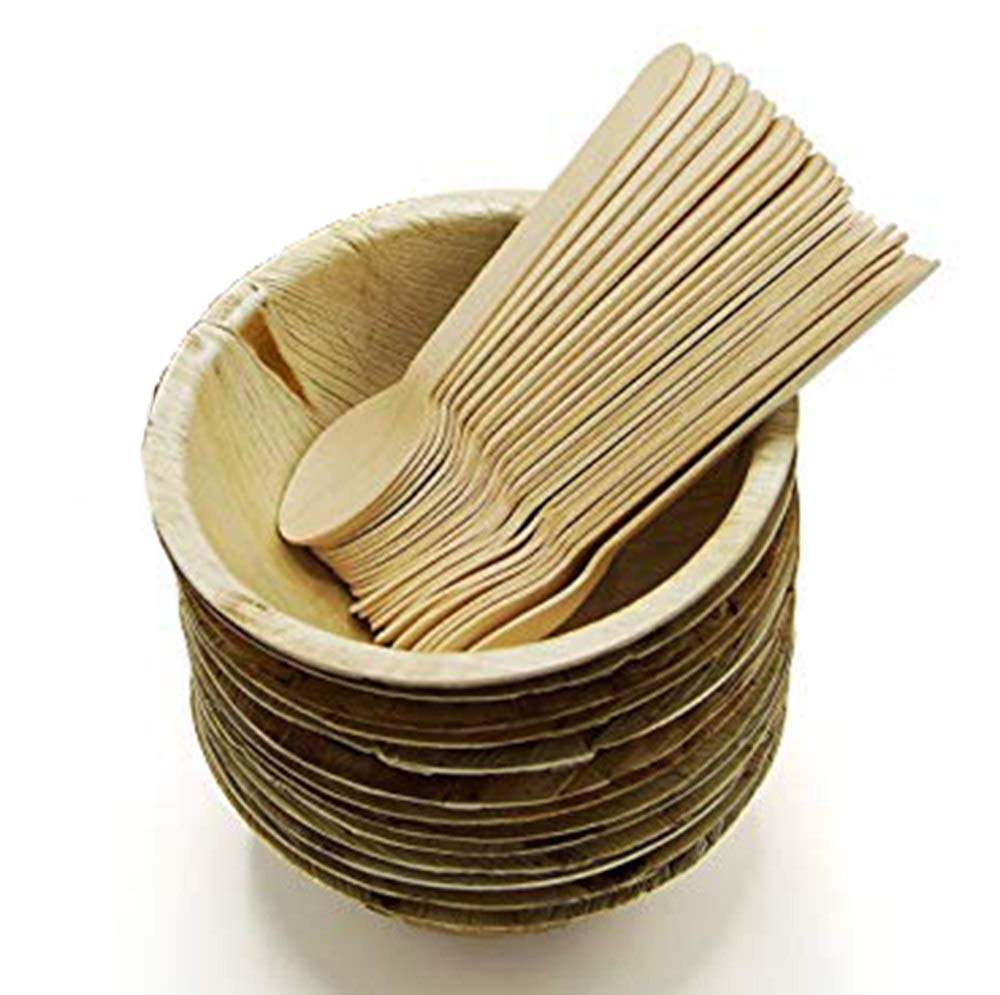 Crazy Sutra EcoFriendly Disposable Cutlery Combo of Round Areca Palm