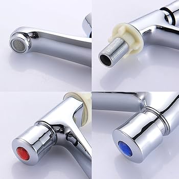 Lot De 2 Robinets De Salle De Bain à Levier En Laiton Chromé De