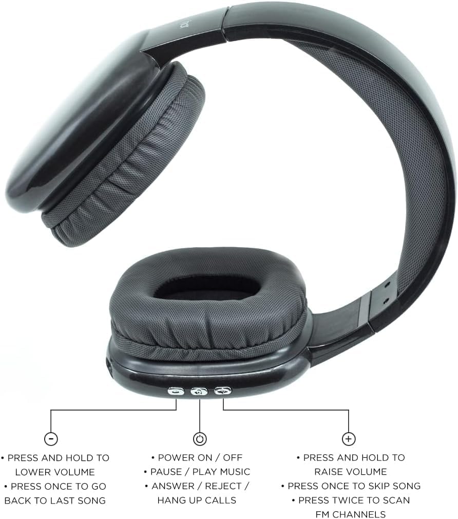 iJoy Ultra Wireless Over-Ear Bluetooth Headphones with Mic, Bluetooth Headset with Backup Wire & SD Slot, Wireless Headphones for Work, School & Gym (Black)