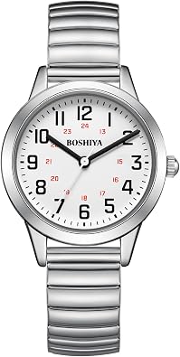 BOSHIYA Watches for Women Easy Reader 30mm Stainless Steel Expansion Band Sliver Gold Ladies Small Wrist Watch...