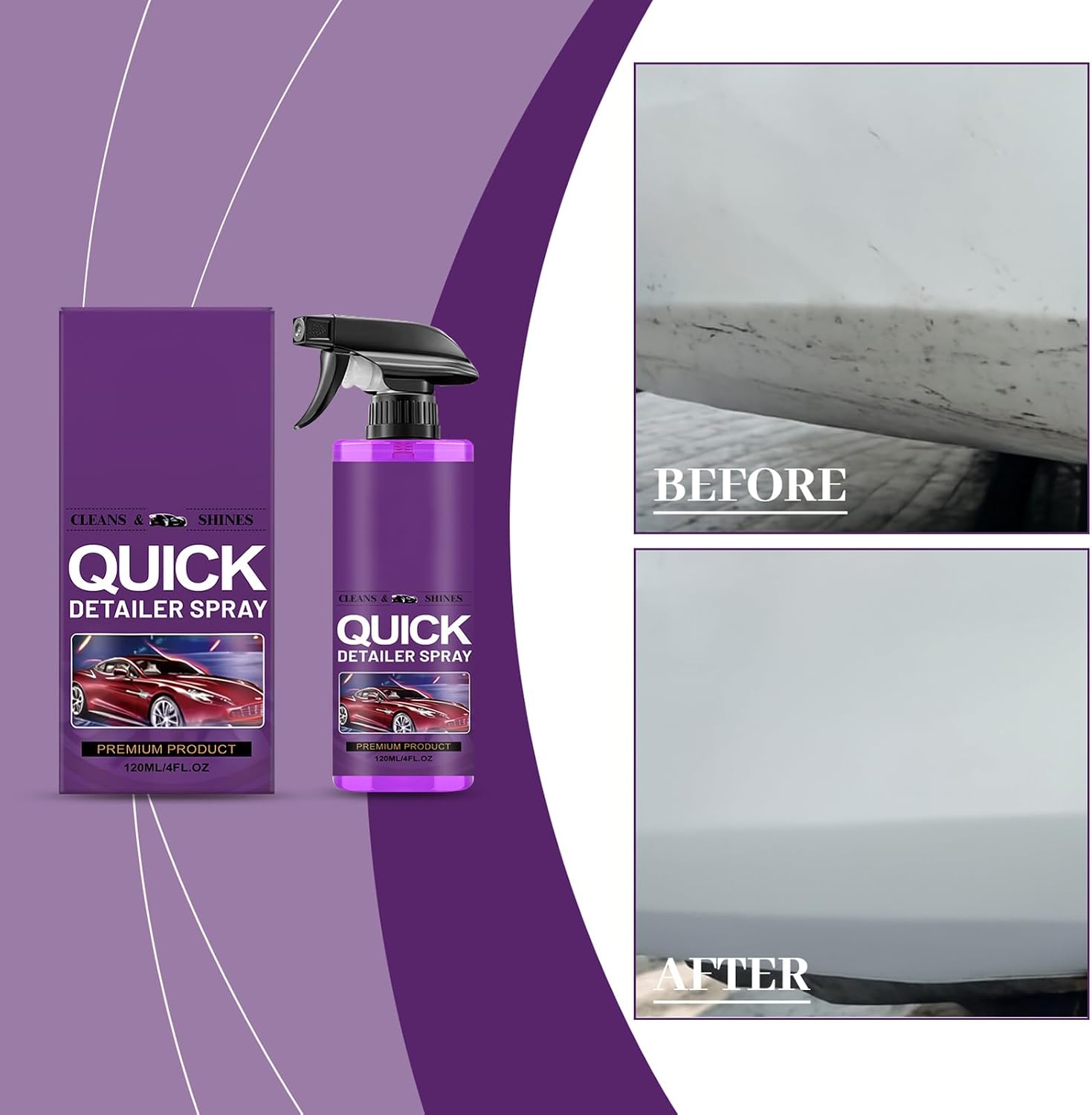 Car Detailing Spray 120ml Long Lasting Safe Coating | Quick Detailer Car Spray Paint Restorer for Auto Truck SUV RV Sedan Motorcycle Paint Scratch Stain Repair