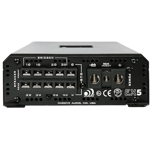 Miniatura 3 de Massive Audio Serie Blade Power EX5. 2500 vatios, 5 canales, estable de 1 ohmio, híbrido de clase ABD, amplificador de coche con refuerzo de graves,