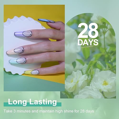 Miniatura 4 de RONIKI Juego de esmaltes de uñas de gel pastel, 6 colores para primavera y verano, popular macarrón, morado, rosa, amarillo, azul, verde, kit de