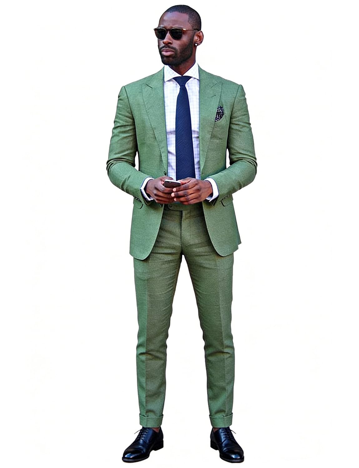 QZI Hombre Slim Fit Traje de Solapa de Pico Traje de Boda de 2 Piezas para Hombres Novio Esmoquin