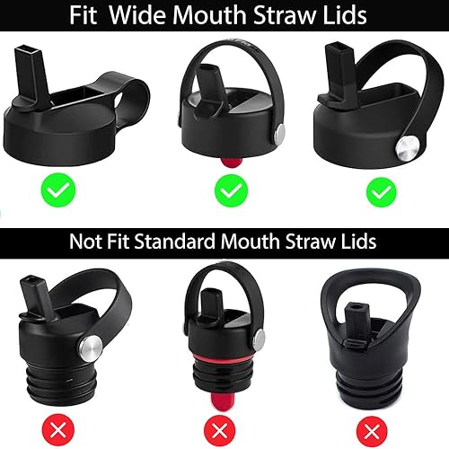 Miniatura 2 de Paquete de 6 popotes de repuesto para botella de agua de boca ancha Hydro Flask, libre de BPA, 6 popotes y 2 cepillos de limpieza para popotes (apto