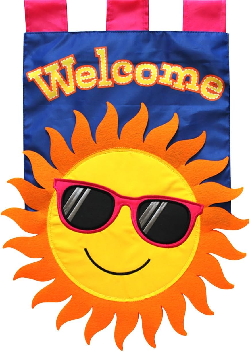 Briarwood Lane Summer Sun Applique House Flag Welcome Sunshine 28" x 40"