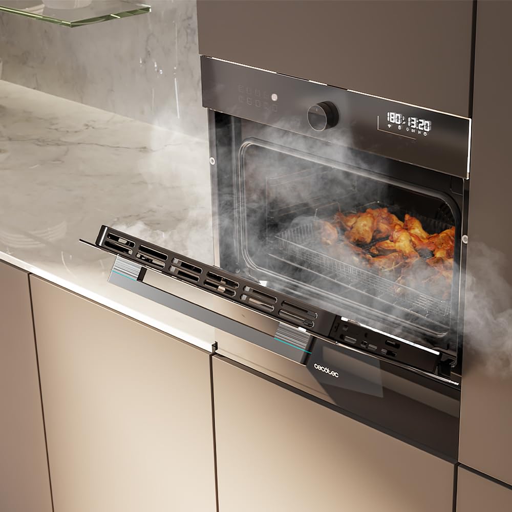 Cecotec Forno da ncasso Multifunzione 53L - Friggitrice ad Aria - Bolero Hexa AF314500 Glass Black A. 2900W, 11 Funzioni, Airfryer Master, Pizza Master, Basso Consumo, Facile Pulizia