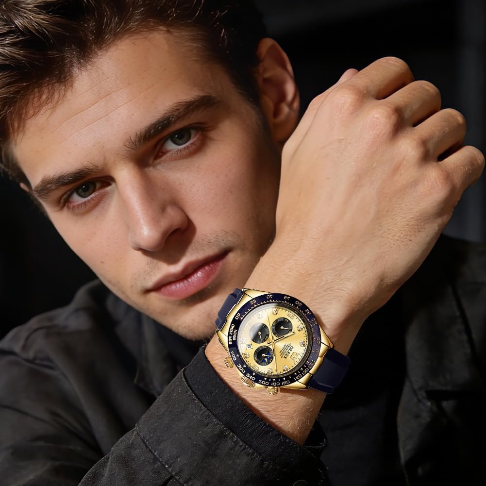 OLEVS Watches for Men Business Diamond Moon Phase Male Watch Chronograph Fashion Dress Waterproof Date Analog Quartz Waterproof Men Wrist Watch - Image 2