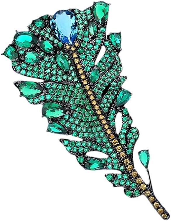 2026年 Grrien フェザーブローチ 女性用 豪華なGrrien ピーコックフェザーブローチ ホリデーギフト用 - 高級ハンド