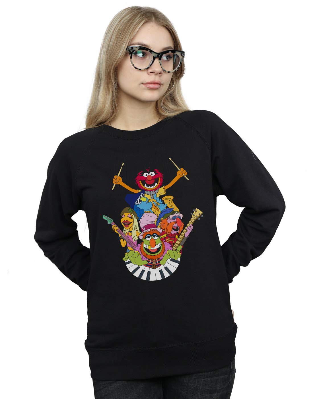 Absolute Cult Women's Black Disney The Muppets Dr Teeth And The Electric Mayhem Sweatshirt Medium