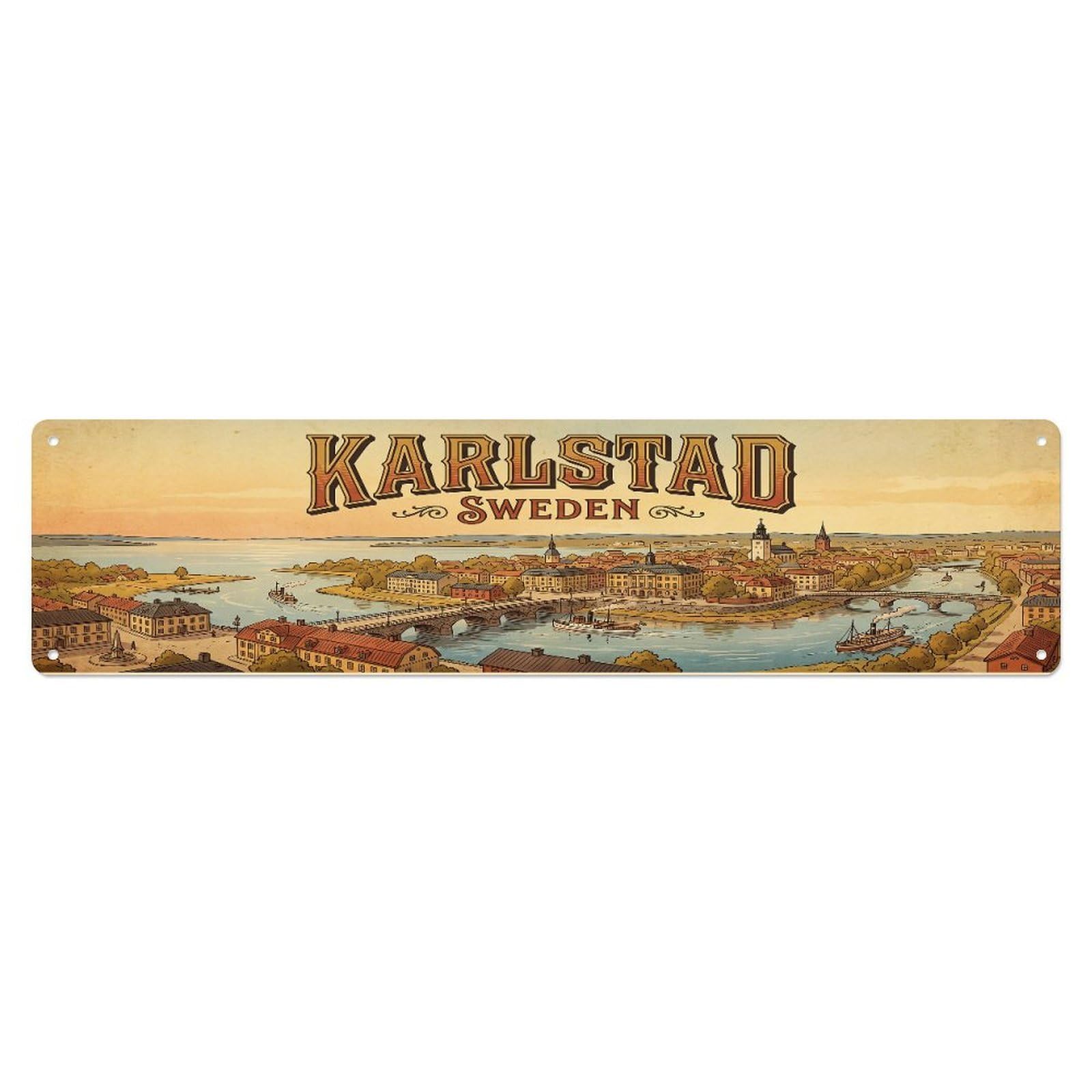 Metal Tin Sign Retro Travel Sweden Karlstad