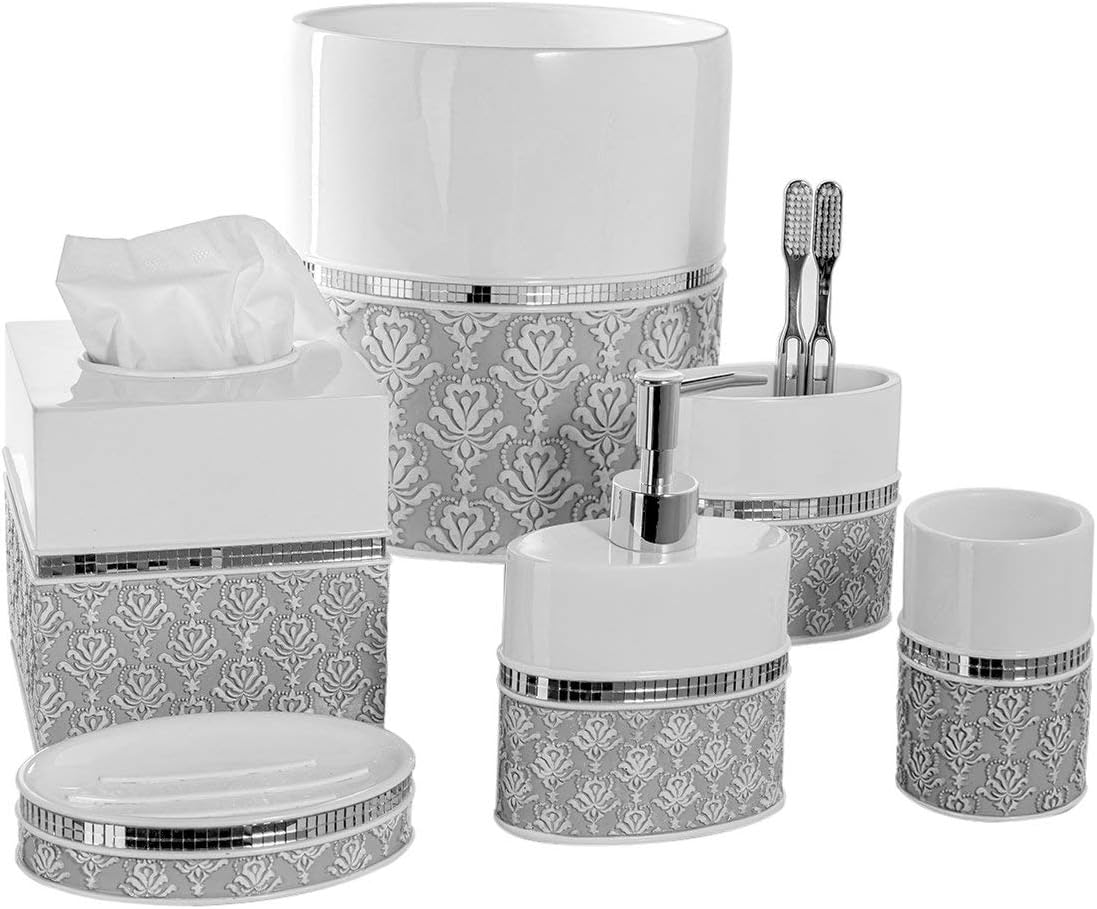 Popular Bath "Sinatra Silver" 5 PC Bath Accessory Set Home & Kitchen