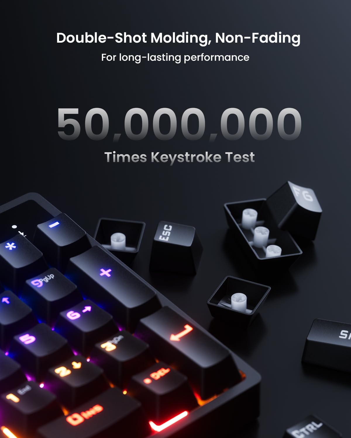 RGB, mechaniczna klawiatura do gier, niebieski przełącznik, 104 klawisze, pełnowymiarowa podświetlana klawiatura z 11 trybami podświetlenia, Anti-Ghosting, podwójne nasadki klawiszy ABS, przewodowa