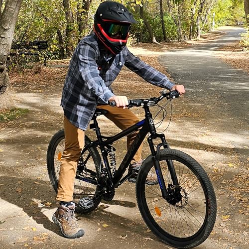Rycheer Ecarpat 24 Dual Full Suspension Mountain Bike，21-Speed Dual Disc Brakes Carbon Steel Mens Women Mountain Bike, Sport Cycling MTB Bicycle for Adult