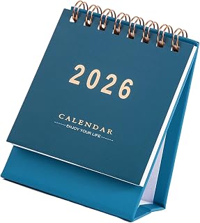 2026 卓上カレンダー 金箔アクセント コンパクト スパイラル バウンディング プランナー 家庭 & 職場組織用 紙デスク プランナー