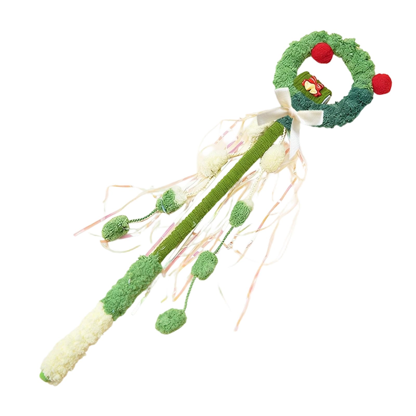 LUCKGONI Interactive Cat Teaser Toy Wand with Tassels Plush Wrapped for Indoor Play Teaser Cats Wand Stick