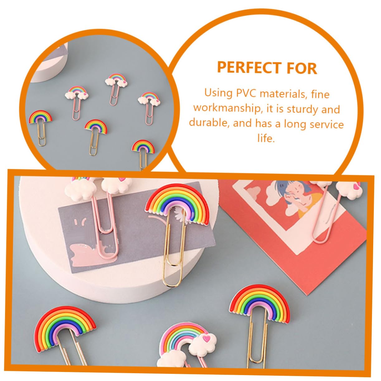 NUOBESTY 5 Sätze Regenbogen-büroklammer Süße Büroklammern Chip-clips Ästhetische Büroklammern Klicker Farbige Büroklammern Pvc Büroklammern Clips (klein Bastelklammern Colorful 16 Stück * 5