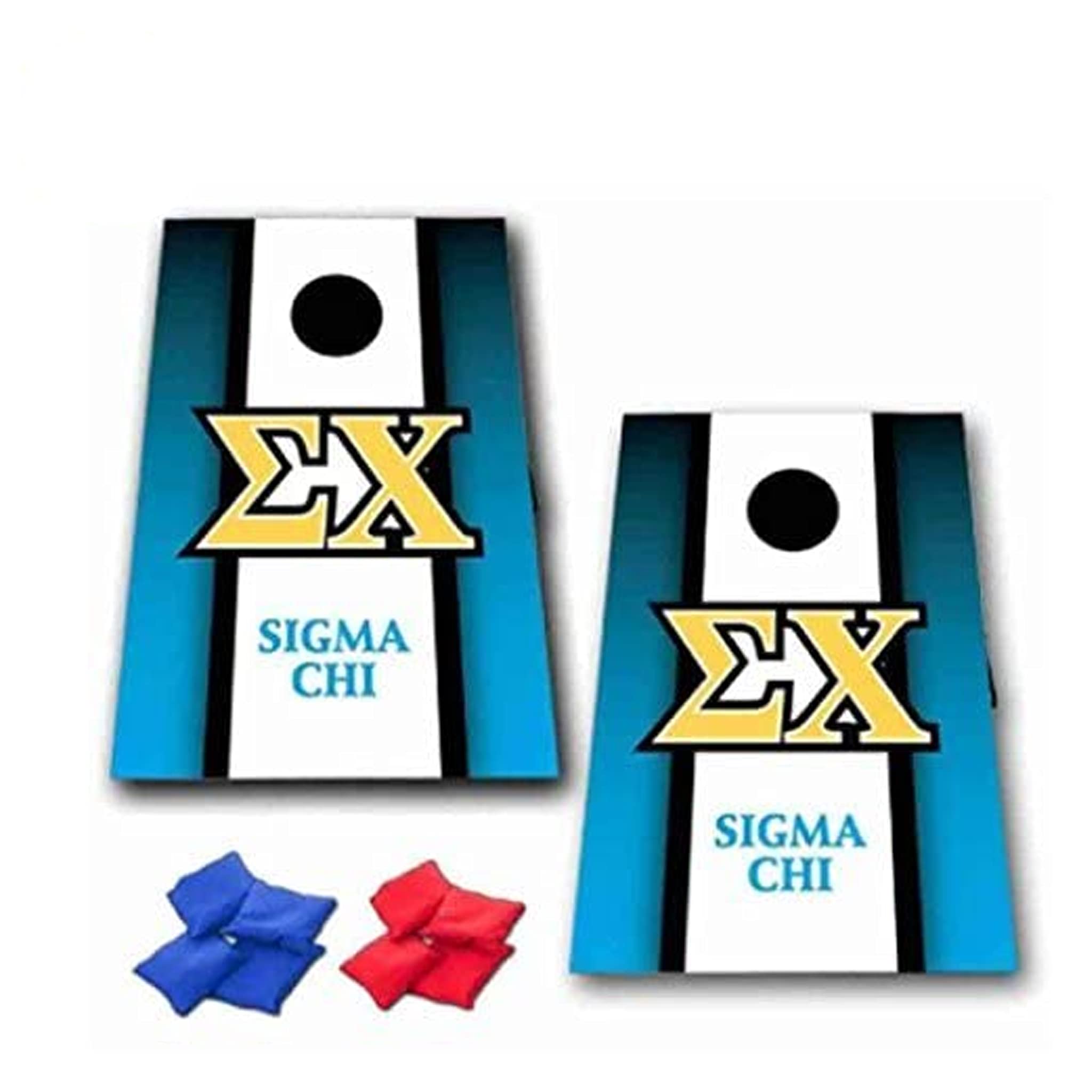 VictoryStore Cornhole Games - Sigma Chi Cornhole Bag Toss Game - Vertical Stripe - 8 Bags Included