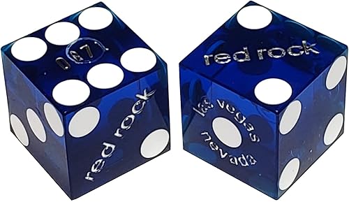 Amplia selección de pares de dados de dados de 0.748 in  Auténtico casino de Las Vegas jugado a la mesa (Red Rock (azul pulido))