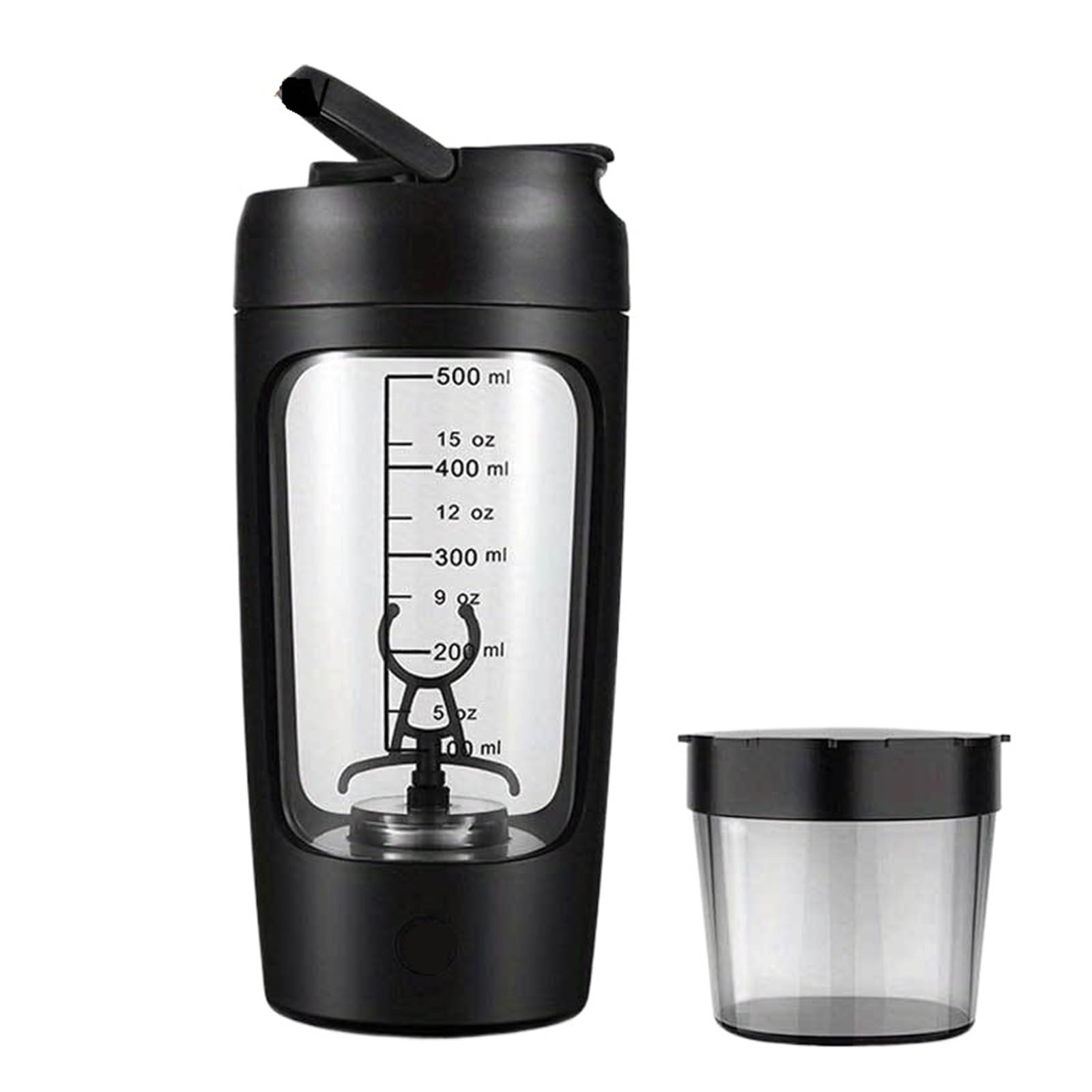 Compatible avec la tasse de mélange poudre protéines 500ML, mélangeur automatique bouteilles, lait et café, bouilloire for salle sport en plein air(Black)