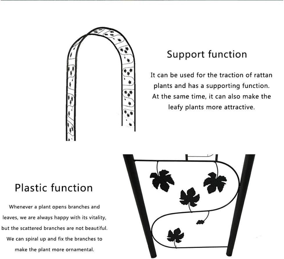 Garden Arch Garden Arbor with Decorated with Maple Leaves for Climbing Vines and Plants Weddings Party Decoration Dimensions: 59x17.7x94.4 in Black