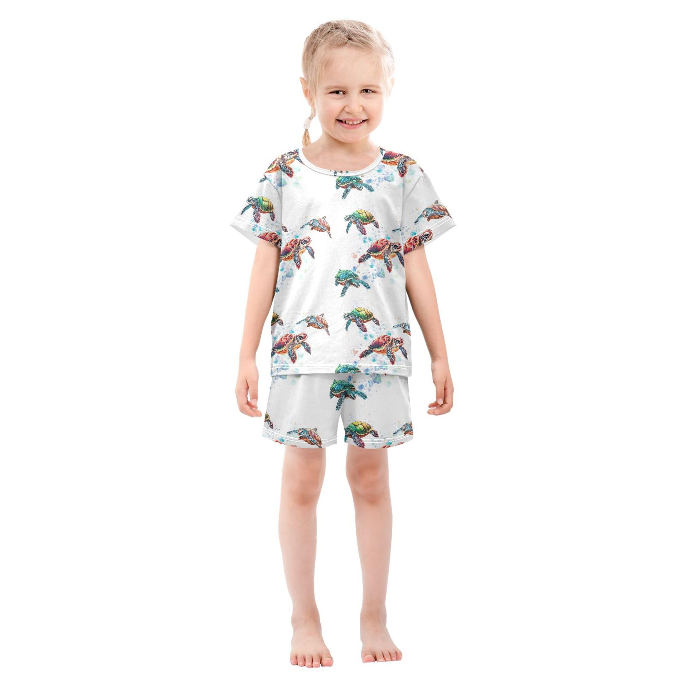 UMIRIKO Sea Turtle Animal Summer Short Sleeve Pajamas Sleepwear PJ Set B0403831