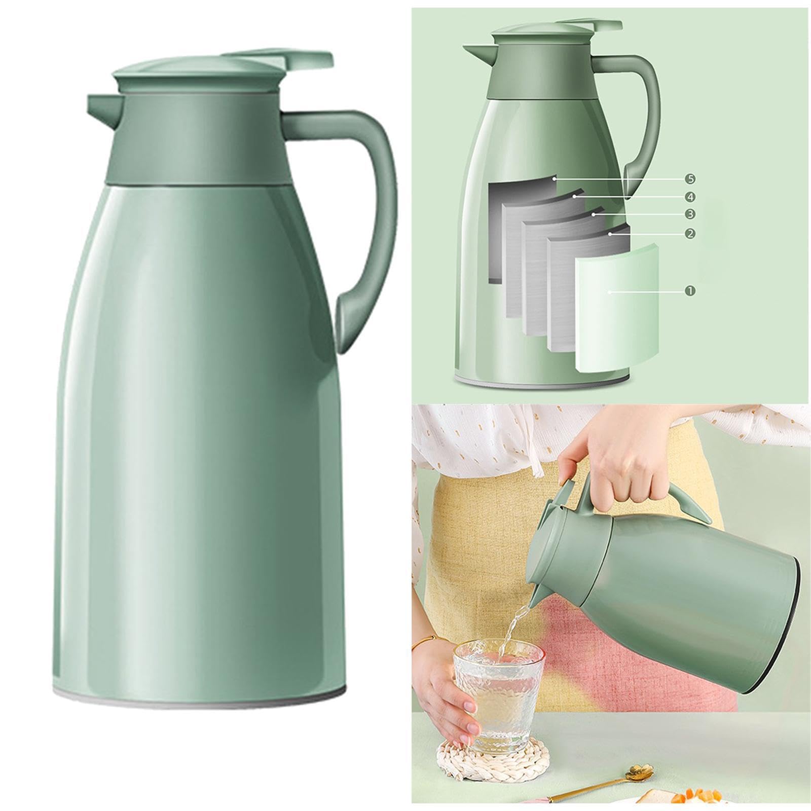 Ailan Caraffa per caffè isolata sottovuoto che la freschezza offrendo al contempo una presa e un controllo facili a ogni versamento. Distributore di, Verde, 1.9 litri