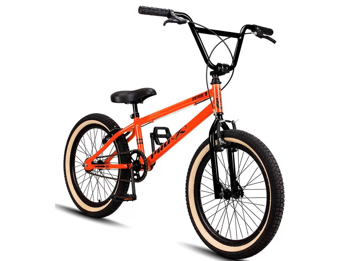 Bicicleta Aro 20 BMX PRO X S1 Pneus Faixa Bege V-Brake e Rodinhas