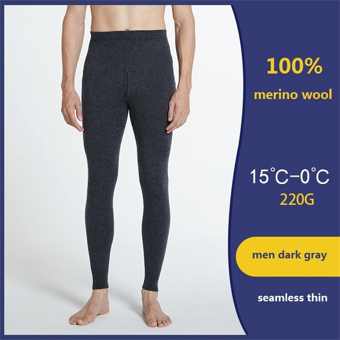 Sous-vêtement thermique épais 100 % laine mérinos pour homme et femme - Legging d'hiver pour femme - Couche de base - Caleçon long pour homme - Collants lourds 100