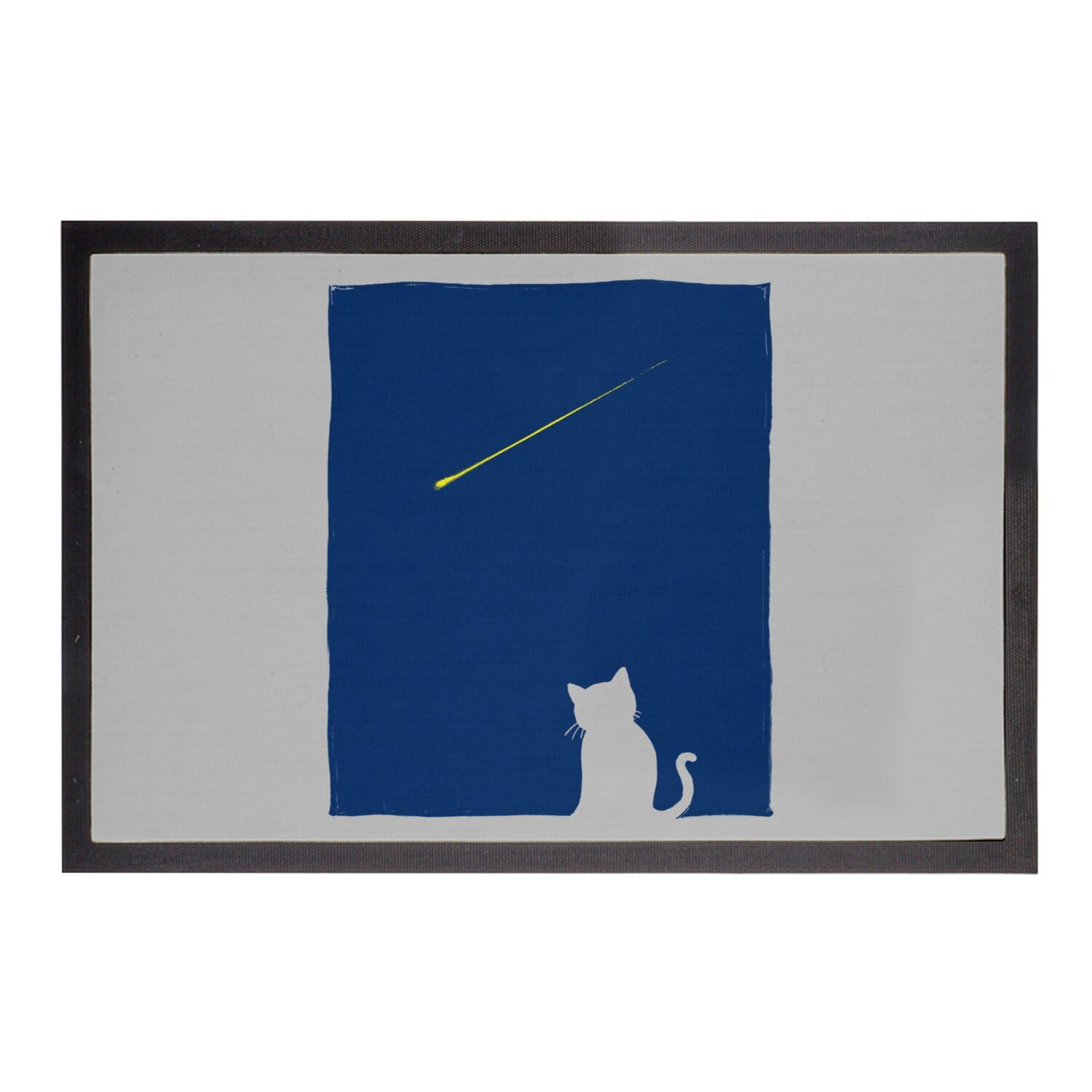 Paillasson gris chaton sous une étoile filante pour entrée