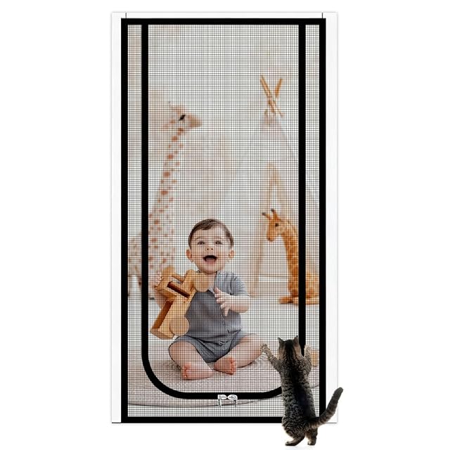 Foto 8 de 8 de Zuxbolf Mosquitera de Puerta para Gatos Adhesiva con Cremallera Red de Protección de Gatos para Puerta…
