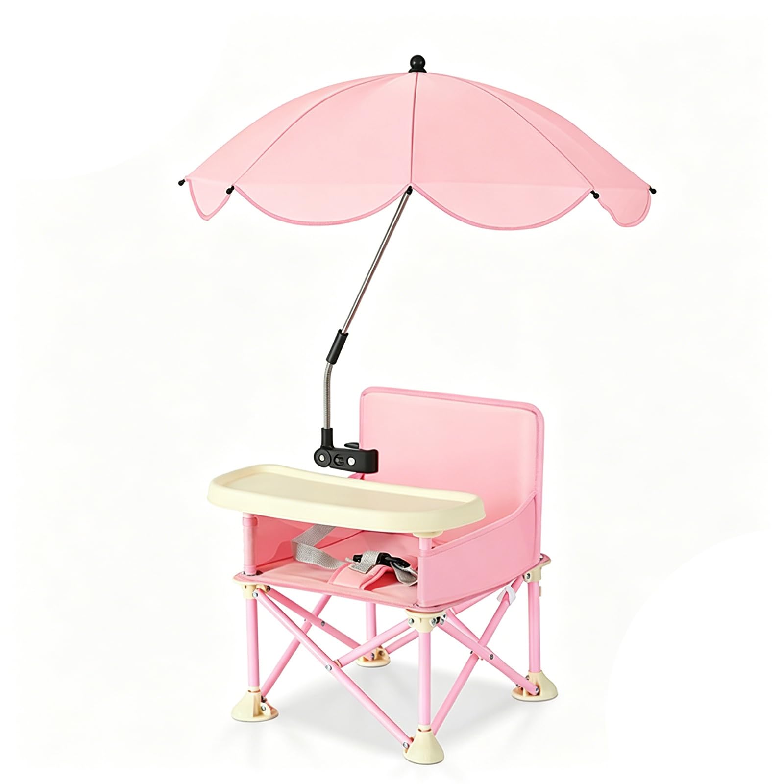 Asiento Elevador PortáTil,Para Silla De Comedor,Trona Plegable BebéS Con Bandeja ExtraíBle Y ArnéS Seguridad,FáCil Limpiar Almacenar,Ideal Camping,Playa JardíN,Para NiñOs PequeñOs,NiñOs NiñAs(Color:Pi