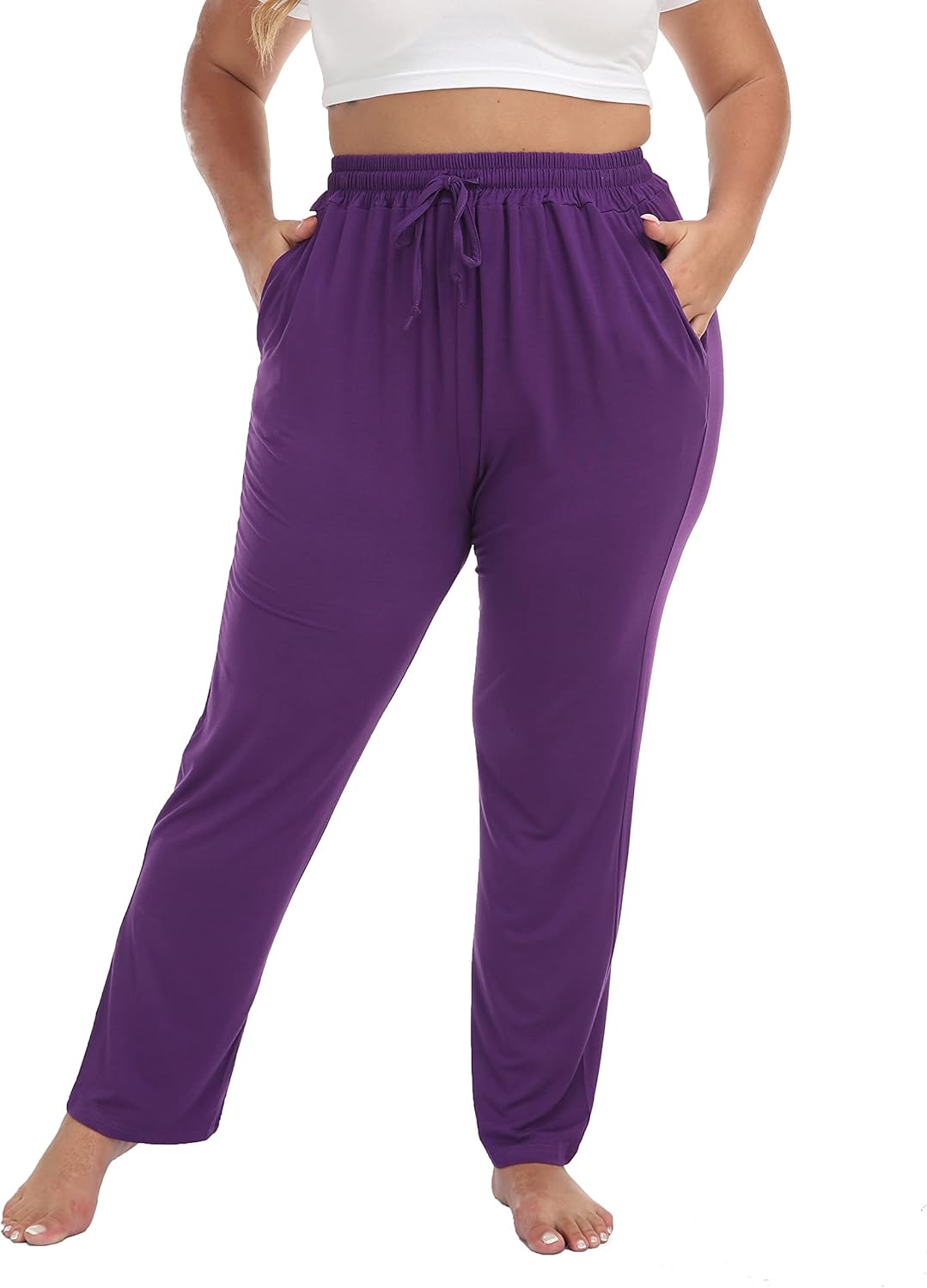 LIGHTBACK Women's Plus Size Joggers Pants Loose Comfy Sweatpants Casual Lounge Yoga Pants Drawstring with Pockets - Image 4