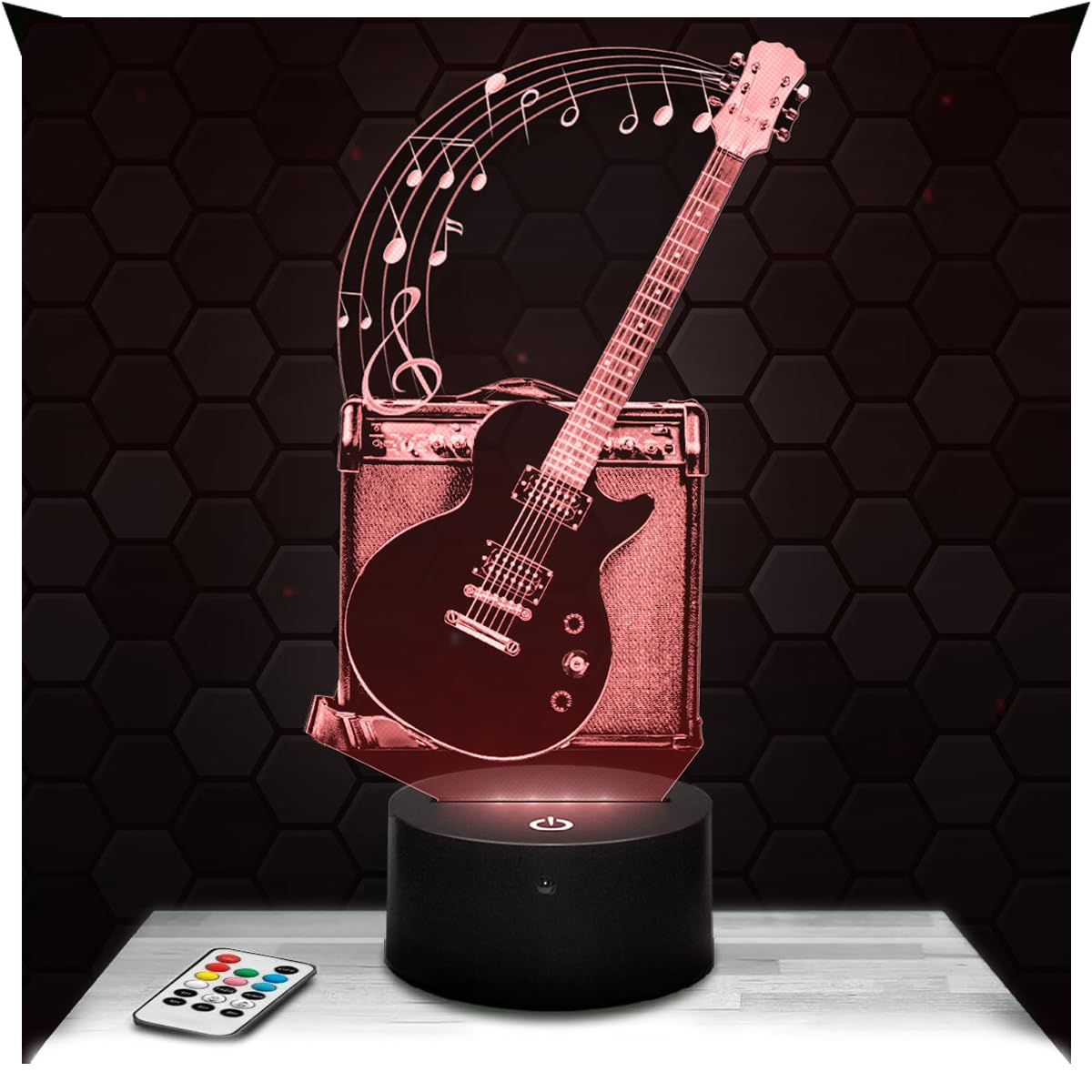 Lampephoto.fr - 3D Electric Guitar Lamp Electric Guitar Music Gift Musician, Touch LED Night Light, 3D Hologram Effect, Christmas Birthday Gift Idea for Boy or Girl