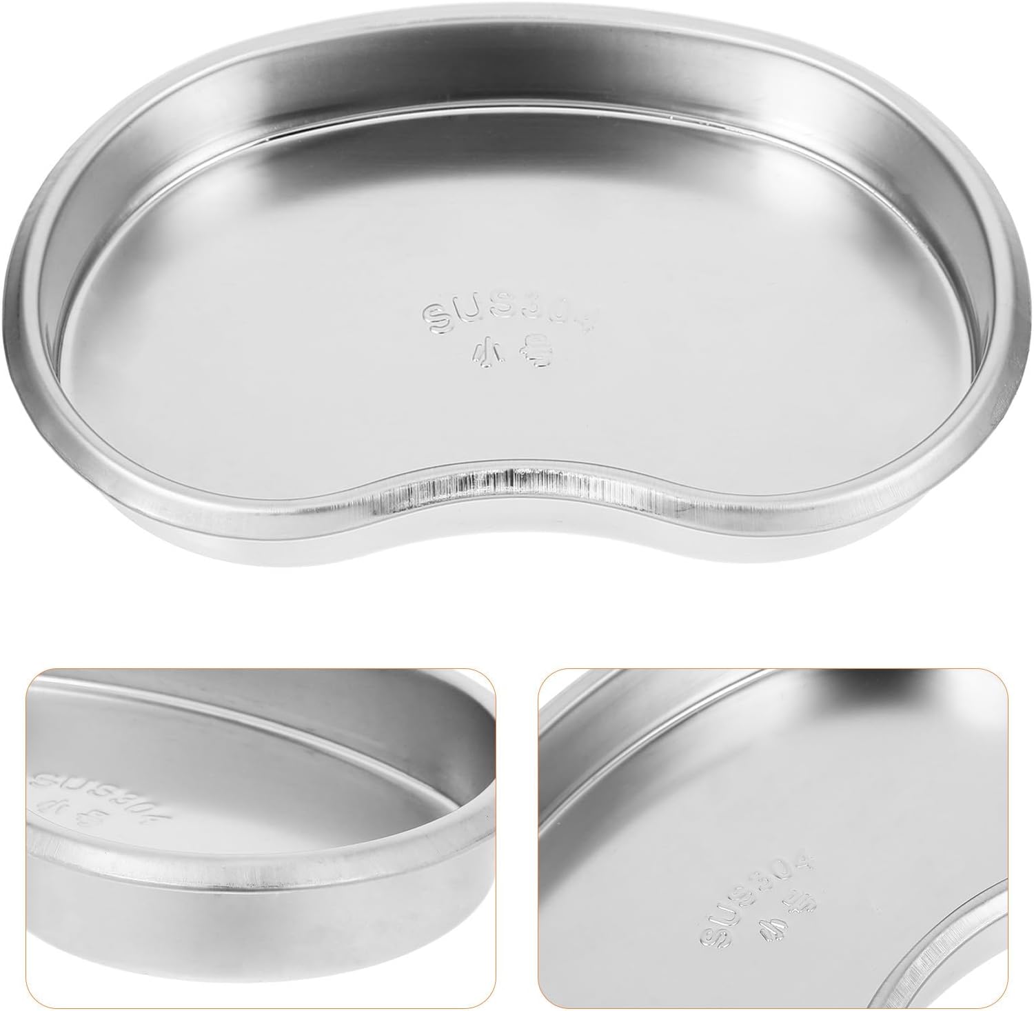 Garneck Stainless Steel Oval Emesis Basin Tray Seamless Design and Ergonomic Shape, Reusable Metal Utility Tray for Organizing Everyday Essentials and Nail Supplies
