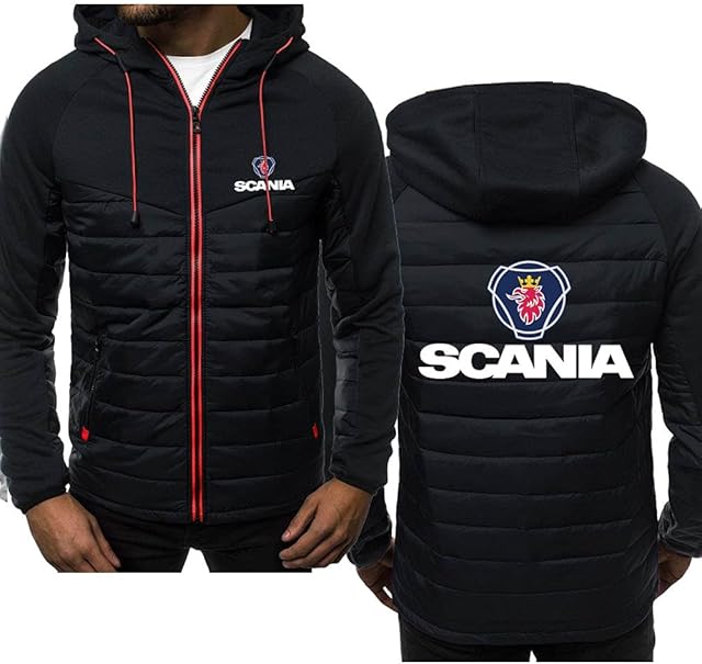 BABQ-ITYG Men Hoodies Jacket for Scania Contrast Color Hoody Colorful zipper Coat Sport Thin fleece Outwear Tops-black||XL