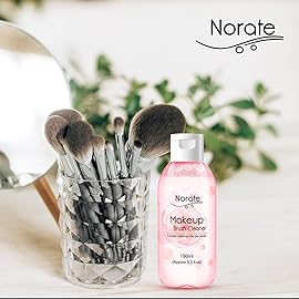 Norate Makeup Brush Cleaner, Make Up Brush Cleansers Solution, Makeup Cleaner for Makeup Brushes, Beauty Sponge, Powder Puff, Deep Clean Brush Shampoo, Gentle Formula Cruelty Free 5.3 FL.OZ