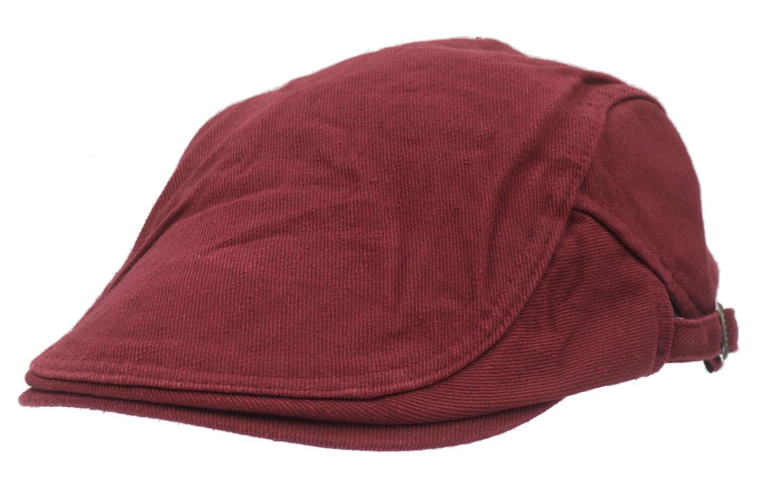 Roffatide Solid Color Canvas Strap Newsboy Cap Driving Cabby Ivy Golf Beret Hat Purplish Red
