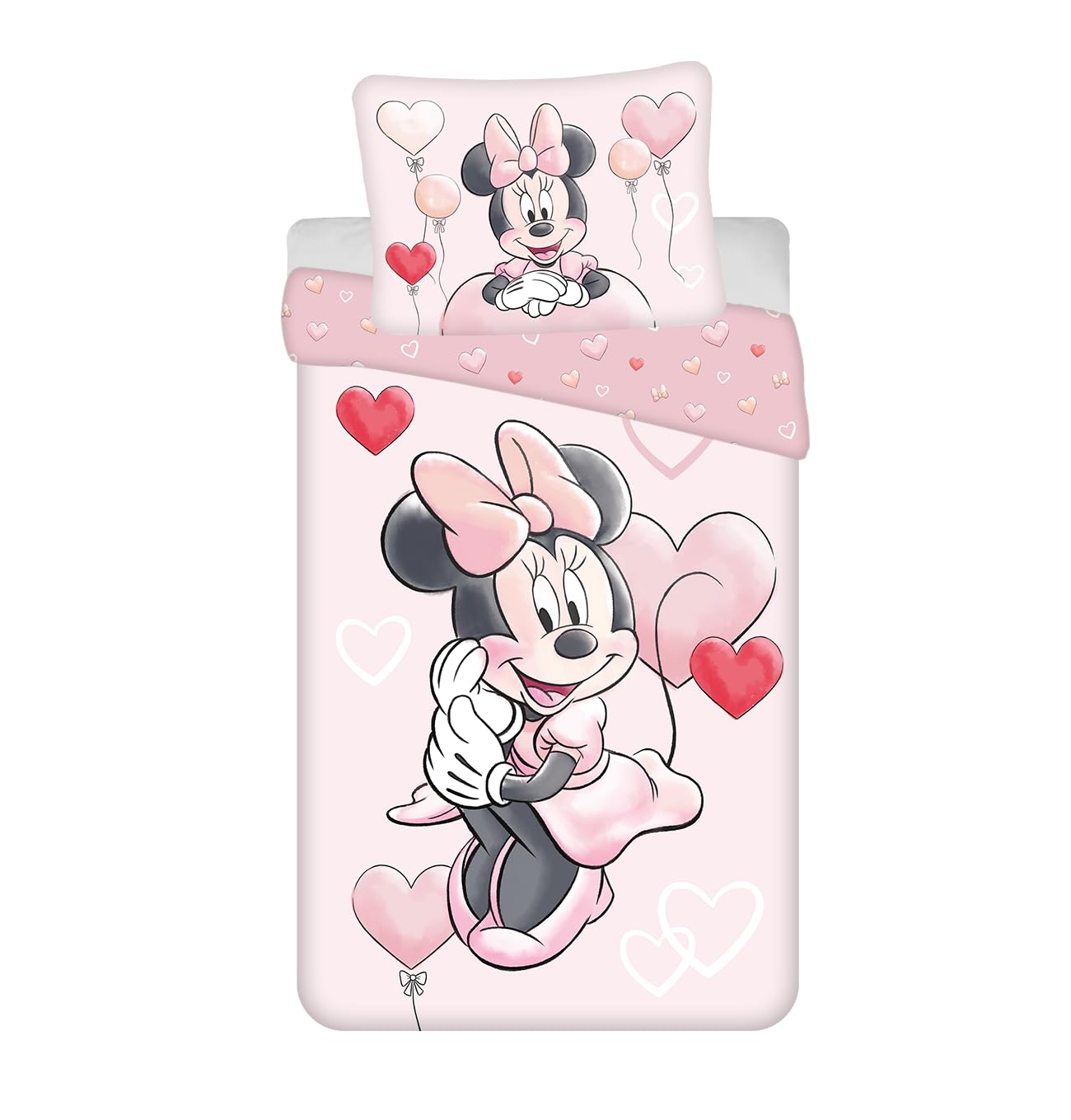 Jerry Fabrics Juego de cama Disney Minnie Balloon, 100% algodón, funda nórdica de 140 x 200 cm + funda de almohada OEKO-TEX STANDARD 100