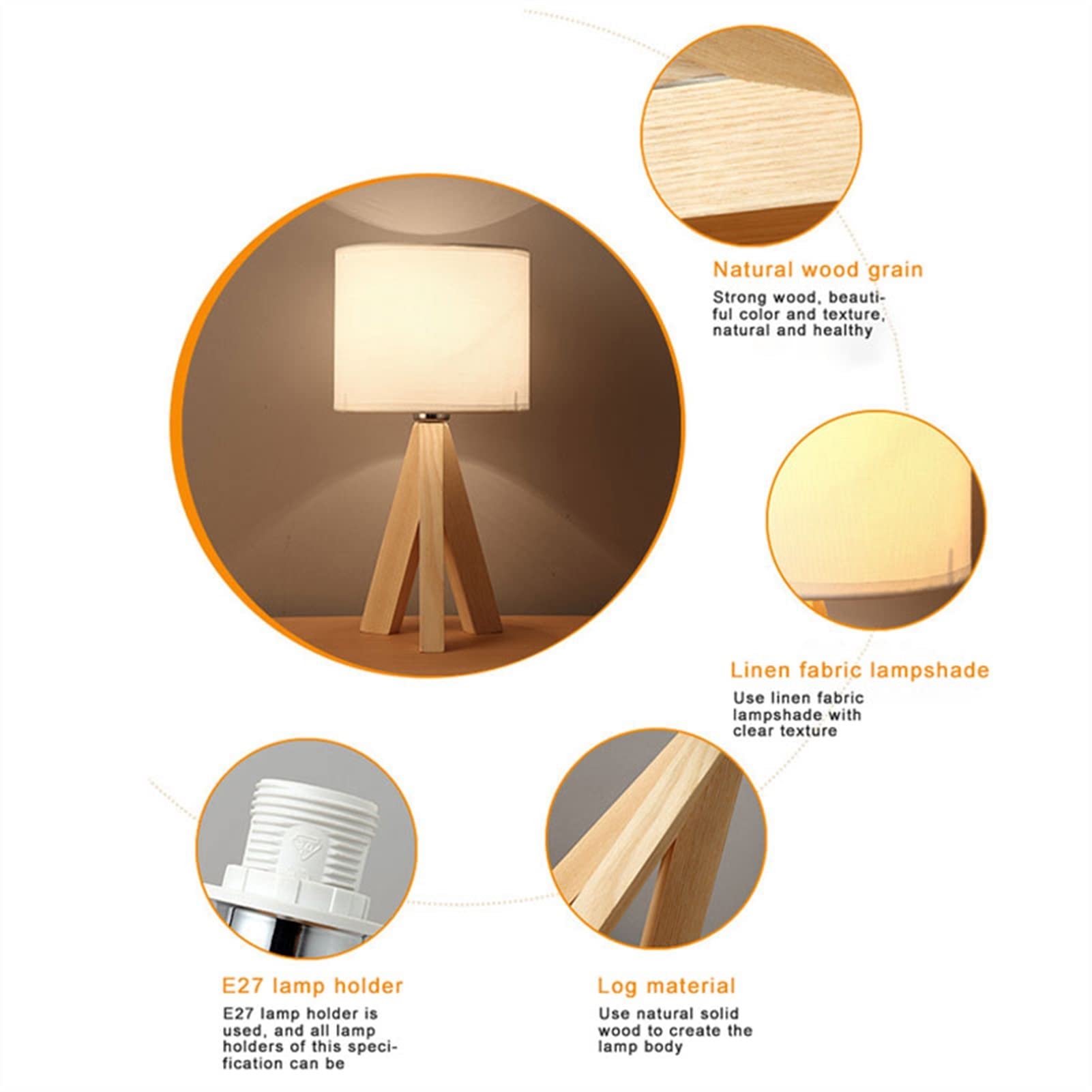 Schreibtischlampe Einfache Nacht Leselampe Schlafzimmer Warme Dekoration Holzkunst LED Augenschutz Stativ Light Creative Holz Tischlampe Nachttischlampe (Color : EU Plug-Without Bulb)
